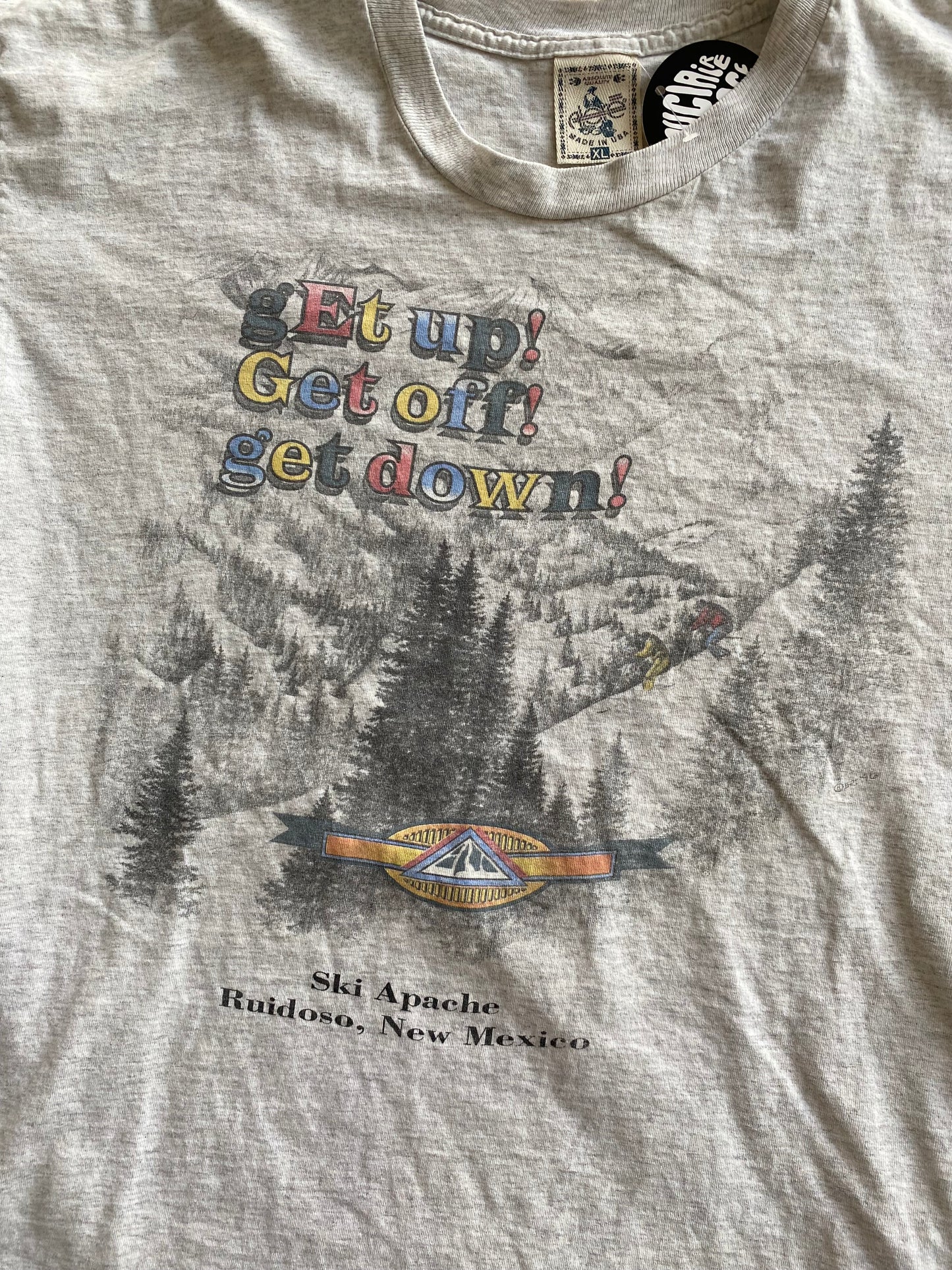 1990's "Get Up! Get off! Get down!" Skiing T