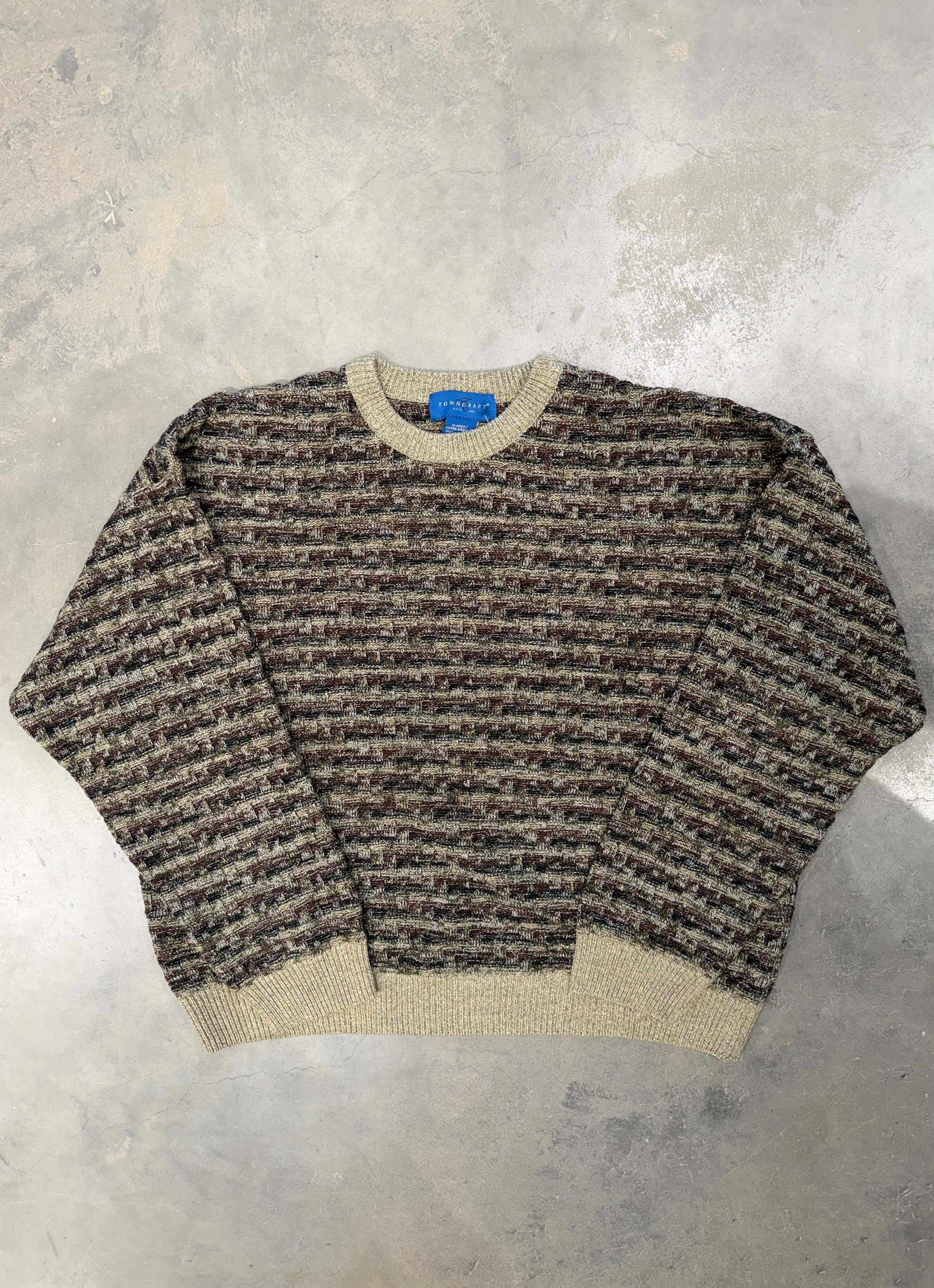 Vintage 90s Brown and Tan Sweater Knit