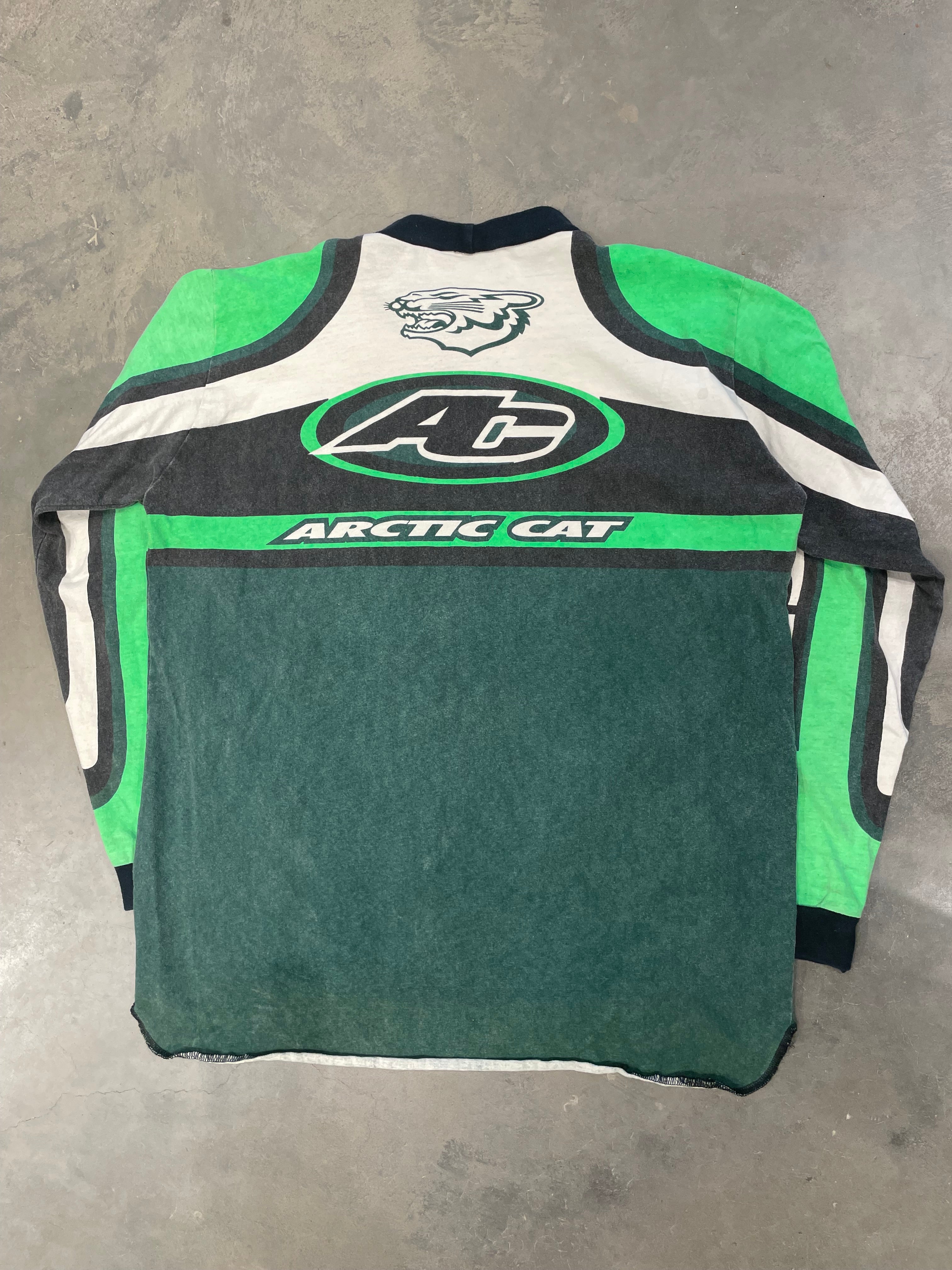 Vintage 90s Green Arctic Cat Racing Jersey Long Sleeve
