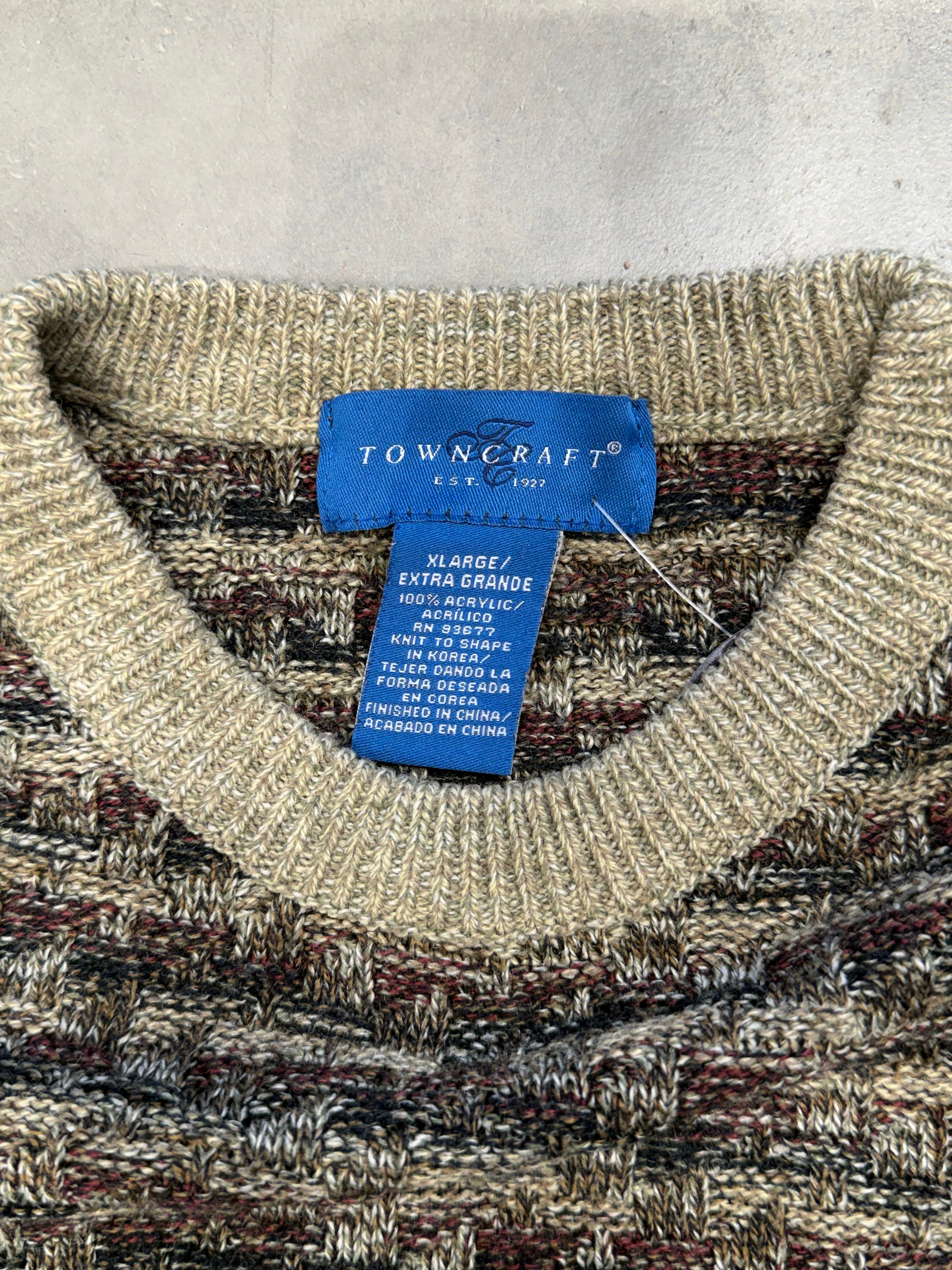 Vintage 90s Brown and Tan Sweater Knit