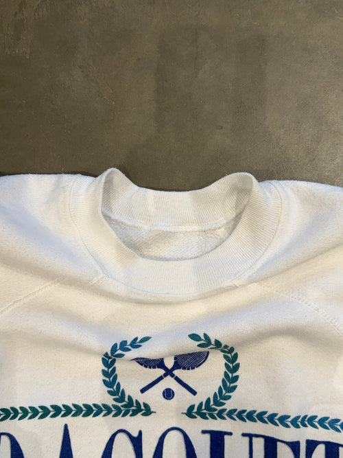 Vintage 80s White Racquet Ball Sports Sweatshirt
