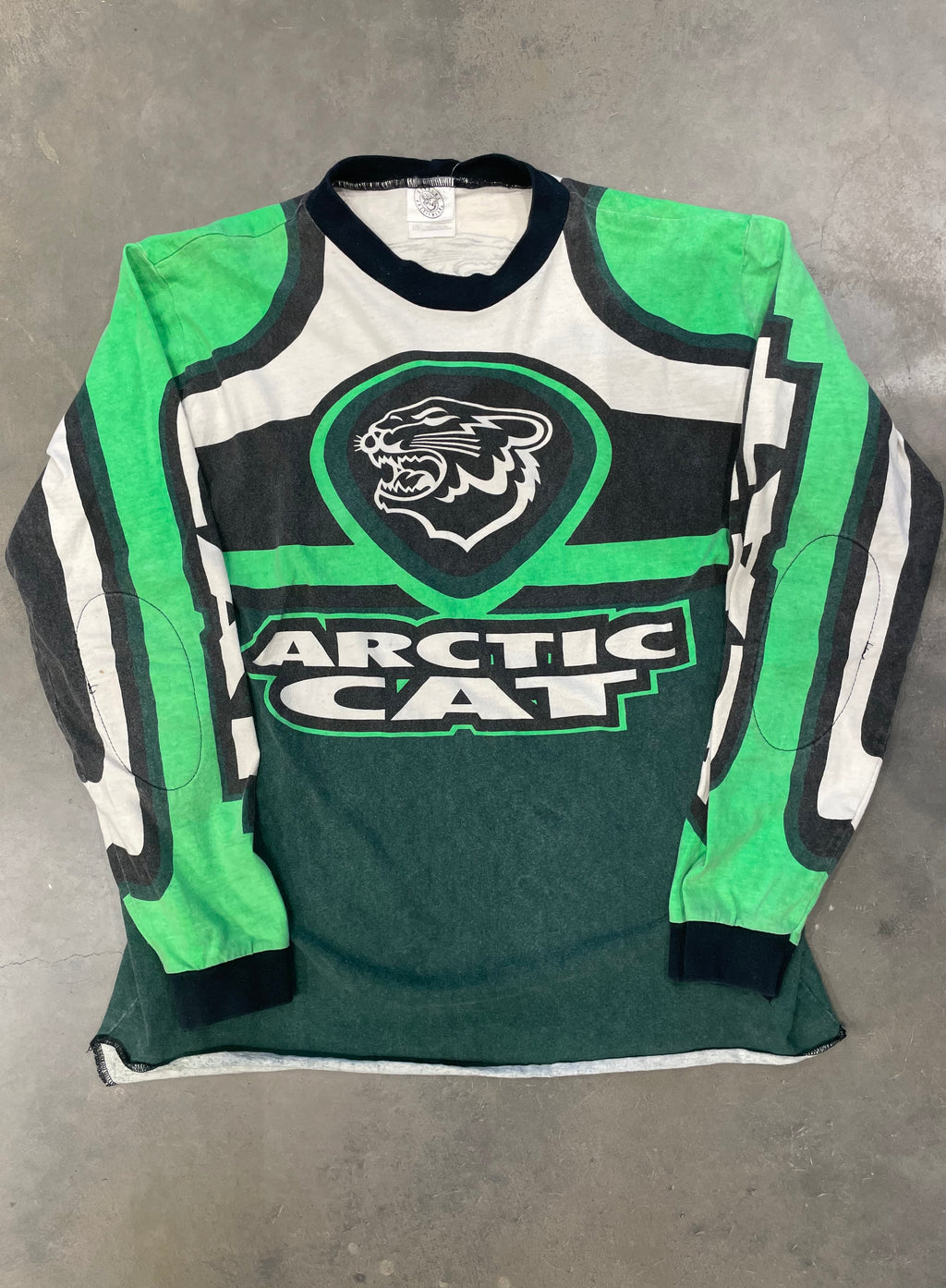 Vintage 90s Green Arctic Cat Racing Jersey Long Sleeve