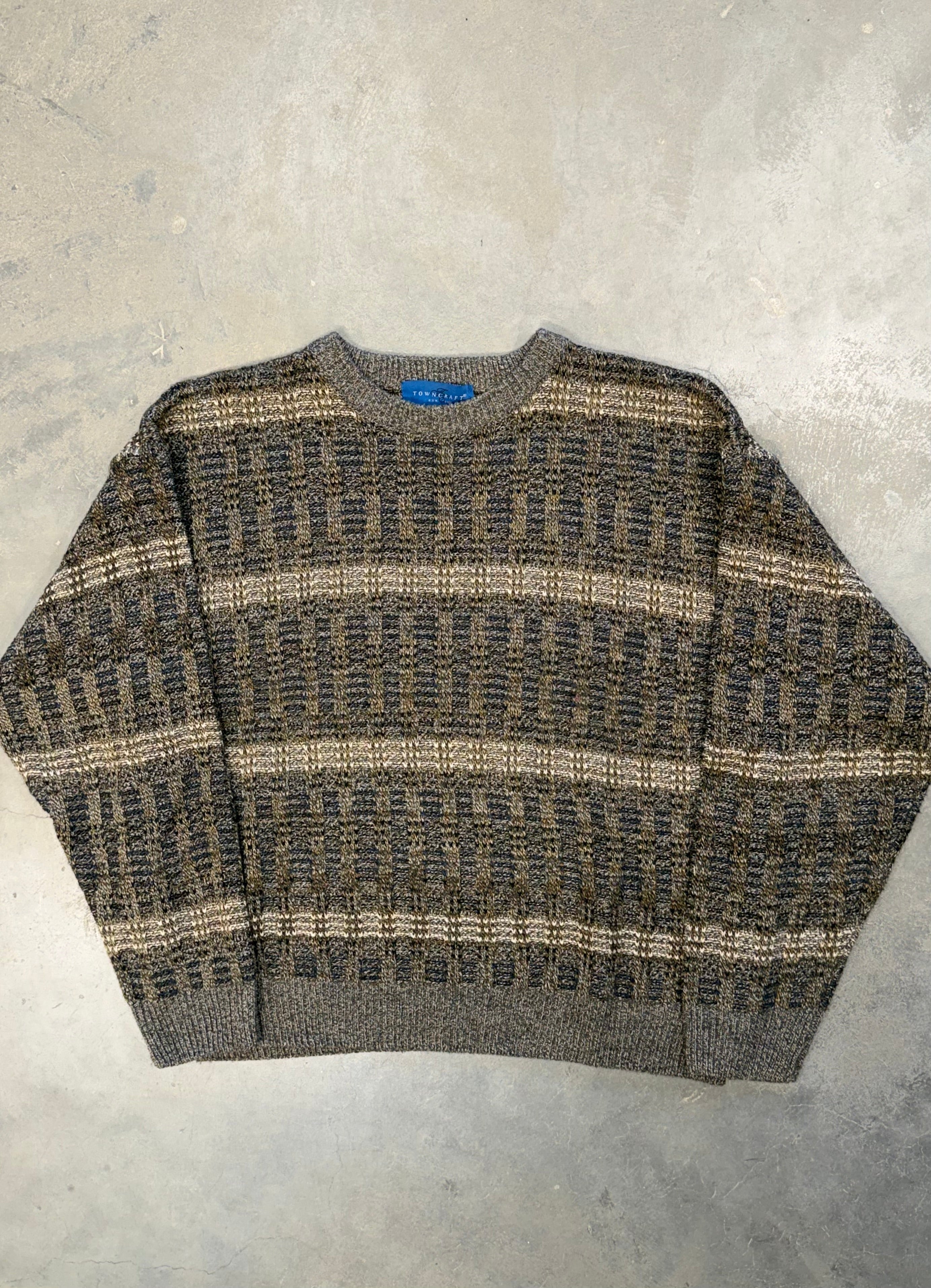 Vintage 90s Brown and Tan Sweater Knit